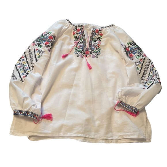 Ukrainian Embroidered Cross Stitch Folk Blouse-Size Medium/Large-Heavy Cotton - Picture 5 of 12